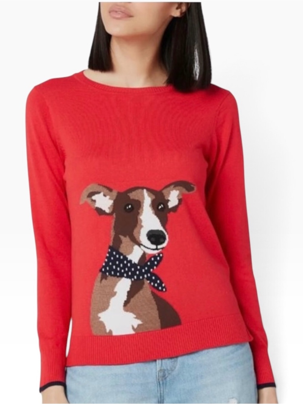 Joules Miranda Whippet Crew Neck Sweater Red Navy Size 16